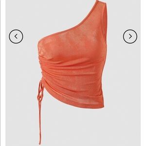 NWT Orange One-Shoulder Ruched Top from Cider